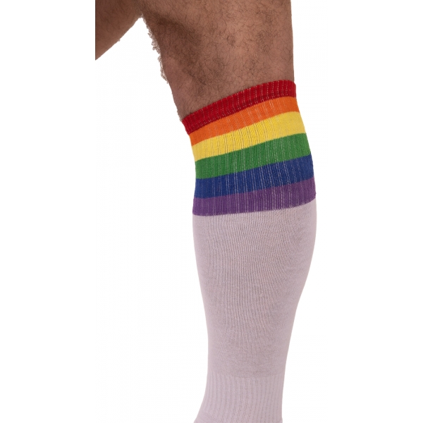 Calcetines altos de fútbol Pride blancos
