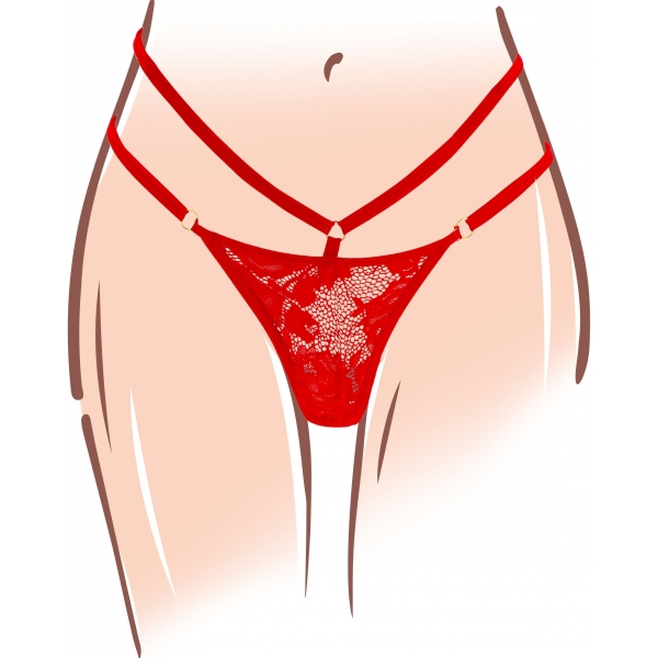 Klitoris-Stimulator mit Spitzenhöschen Divine Panty Rot