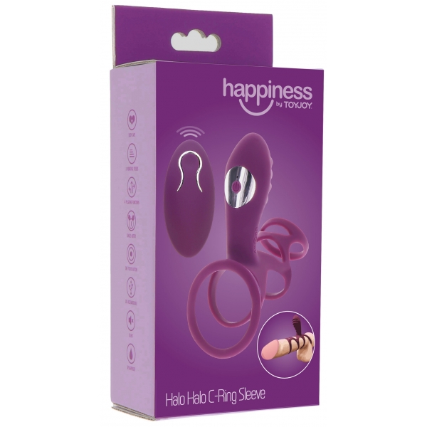 Manicotto per pene vibrante Halo Halo C-Ring Happiness 7cm Viola