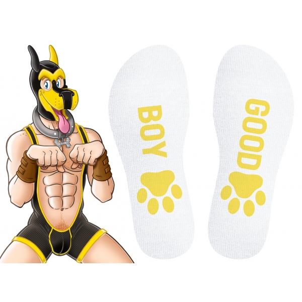 Meias Good Boy Branco-Amarelo