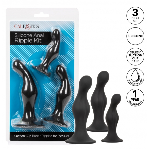 Kit 3 Tampões Silicone Ripple Kit Preto