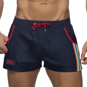 Addicted Rainbow Tape Swim Shorts Navy