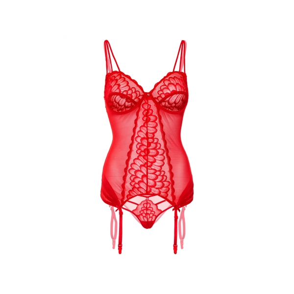 Suspender Belt Lace Cami Red