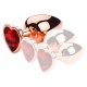 Rose Gold Anal Plug With Heart Diamond RED L