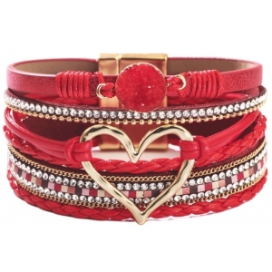 Joy Jewels Heart Shape and Rhinestone PU Bracelet