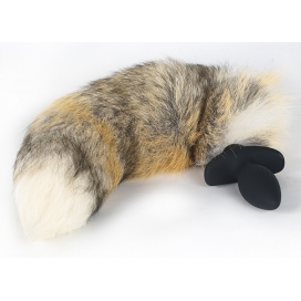 Swing and Vibrating Butt Plug with Fox Tail Yellow