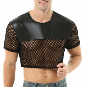 MenSexyWear Net N fetish Crop Top Negro