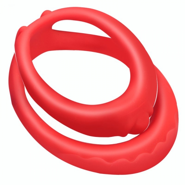 Dubbele Cockring Silicone Soft Duo 40mm Rood