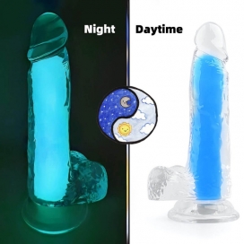 ClearlyHorny Glow Jelly Dildo With Mutiple Colors BLUE