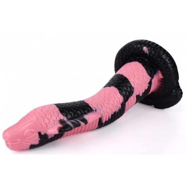 Cobra Slang Dildo L 26 x 7cm Zwart-Roze