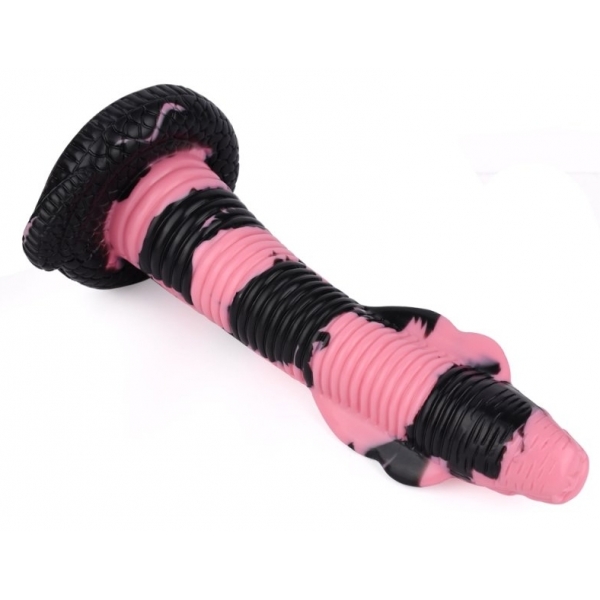 Cobra Slang Dildo L 26 x 7cm Zwart-Roze