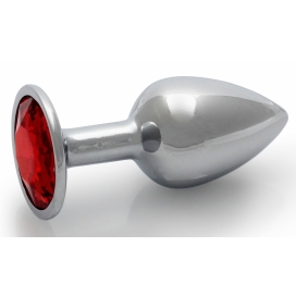 Bijou anal Round Gem S 6 x 2.6cm Silver-Red