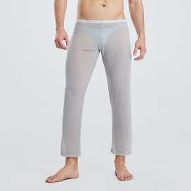 Men Ice Silk Ultrathin Transparent Sexy Underwear Pants GREY
