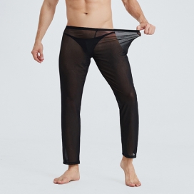 Men Ice Silk Ultrathin Transparent Sexy Underwear Pants BLACK