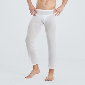 Men Ice Silk Ultrathin Transparent Sexy Underwear Pants WHITE