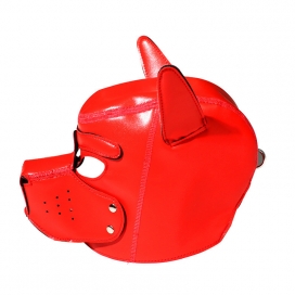 Kinky Puppy Canine Petplay Bondage Mask RED