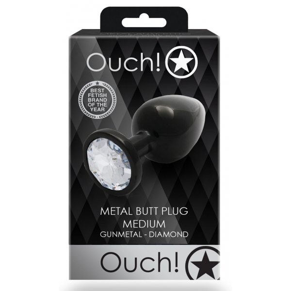 Bijou anal Round Gem M 7 x 3.3 cm Black-transparent