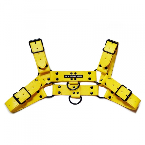 DM Buckle Leather Chest Harness YELLOW