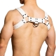 DM Buckle Leather Chest Harness WHITE