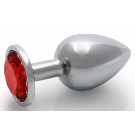 Ouch! Bijou anaal Rond Gem M 7 x 3,3 cm Zilver-Rood