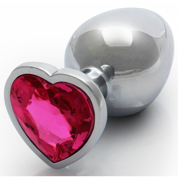 Bijou anal Heart Gem L 8 x 4cm Silver-Pink