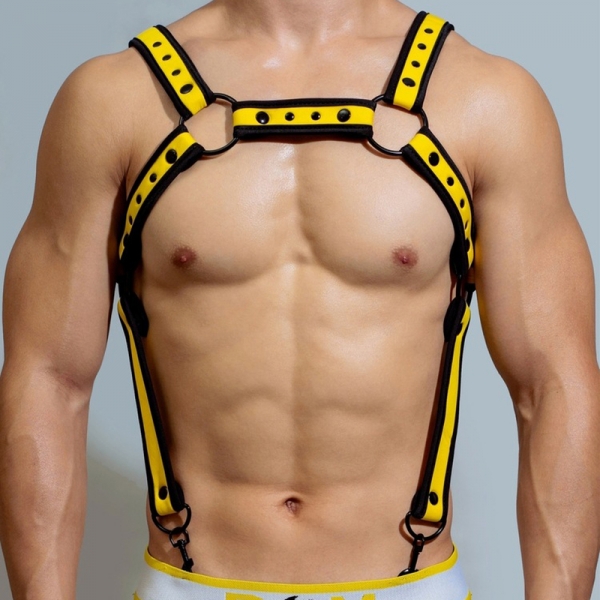 D.M Neoprene Chest Harness with Suspenders YELLOW