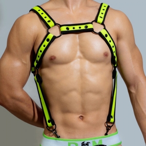 BDSMaster D.M Neoprene Chest Harness with Suspenders GREEN