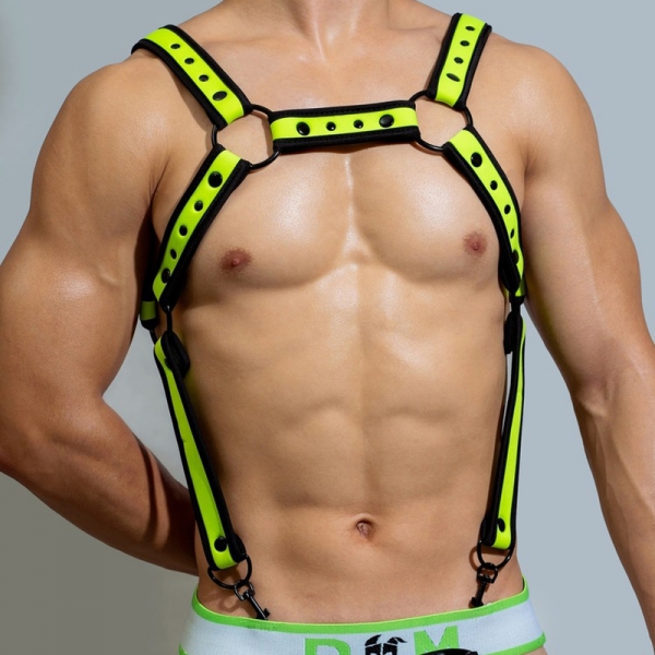 Neoprene harness Neo Chest Black-Fluorescent green