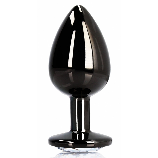 Bijou anal Round Gem L 8 x 4cm Noir-Transparent