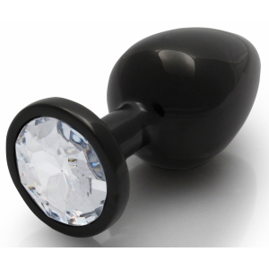 Ouch! Bijou anal Round Gem L 8 x 4cm Black-Transparent