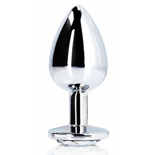 Bijou anal Gema Redonda L 8 x 4cm Plata-Transparente