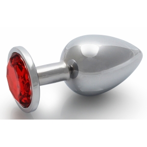 Ouch! Bijou anal Gemma rotonda L 8 x 4 cm Argento-Rosso