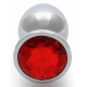 Bijou anal Gema Redonda L 8 x 4cm Plata-Rojo