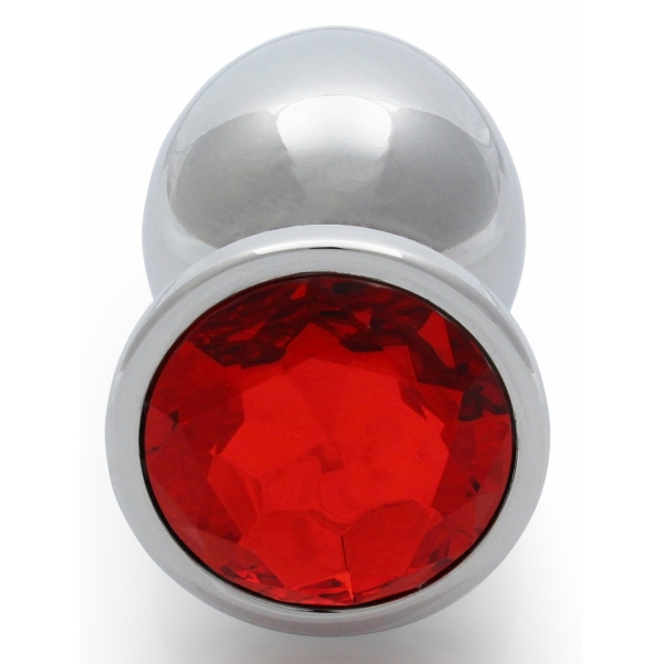 Bijou anal Gemma rotonda L 8 x 4 cm Argento-Rosso