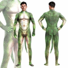 CosplayBoys Traje de reptil dragón verde