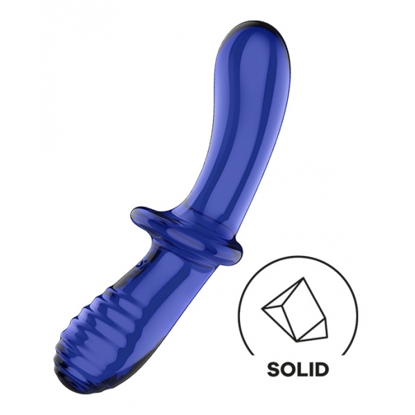 Double Crystal - Glass Dildo - Light Blue