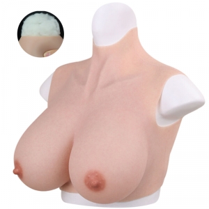 CrossGearX Buste Seins réalistes Coton | Col haut | Bonnet D