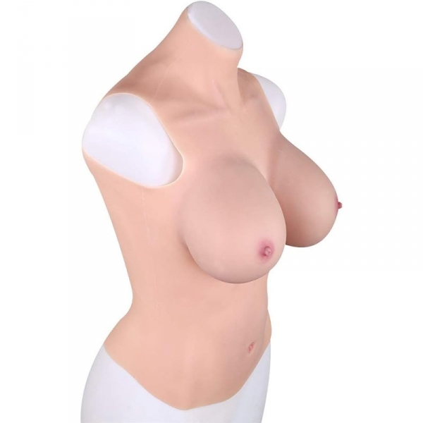 Full Bust Realistic Tits Cotton - High Neck - G Cup