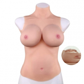 Full bust Silicone realistic breasts - High neck - E cup