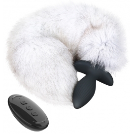 Swing and Vibrating Butt Plug with Fox Tail White