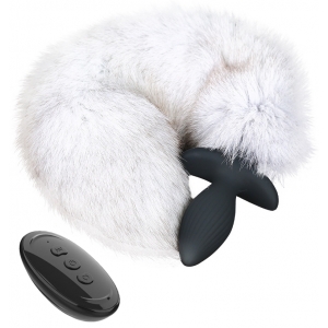 Kinky Puppy Swing and Vibrating Butt Plug with Fox Tail White