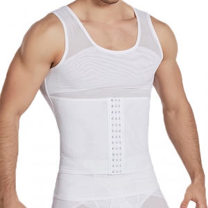 NoGenderWear  Men's Tight Shirt Waist Trainer WHITE