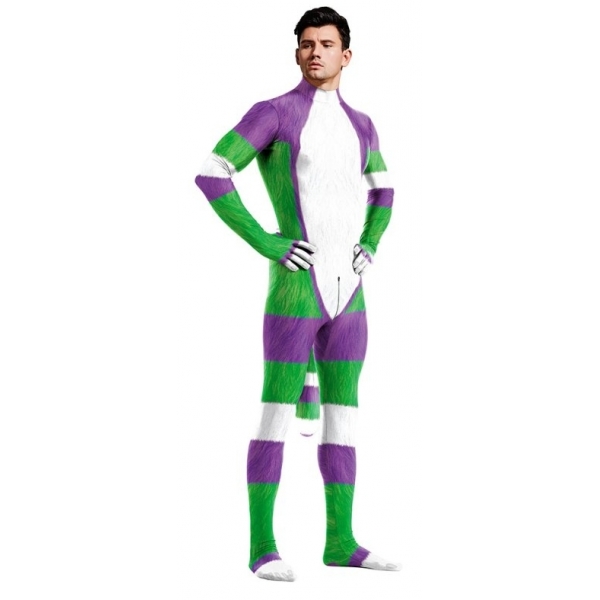 Fato de treino para cosplay de desenhos animados branco-verde-roxo