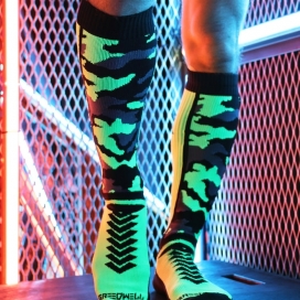 Breedwell Neo Camo High Socks Black-Green Neon