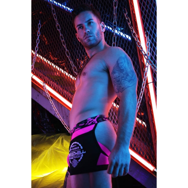 Boxer Bottomless Neo Camo Noir-Rose Neon