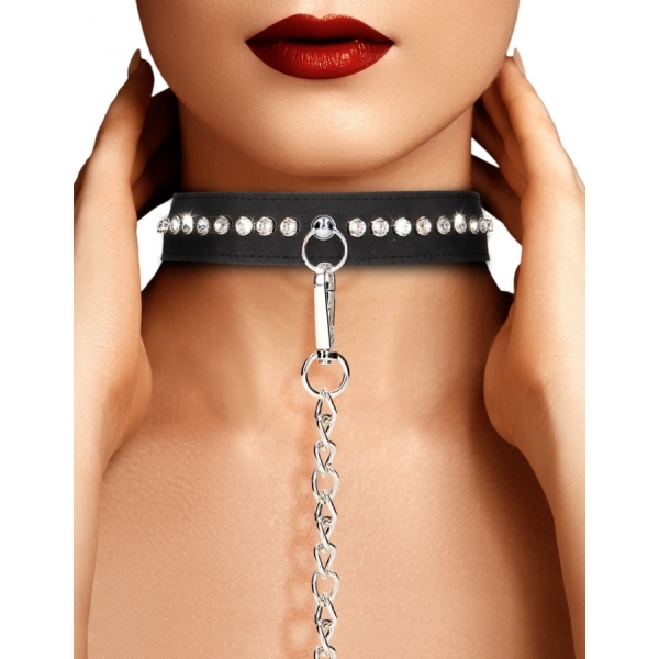 Diamond Studded Necklace Black
