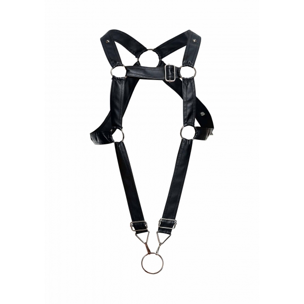 DNGEON Cross Cockring Harness Black