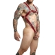 Cross Cockring Harness Dngeon Black-Red