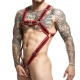 Dngeon Cross Cockring Harness Preto-Vermelho