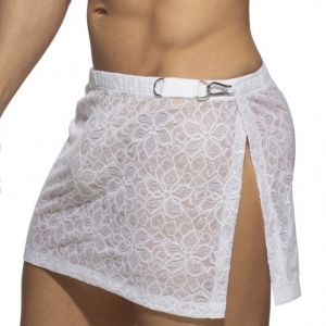 Addicted Flowery Lace Men's Skirt White